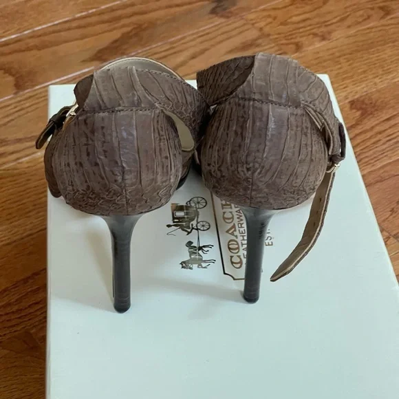 Coach Fawn Leather Strappy Open Toe sling back high heeled Sandals - Picture 9 of 11